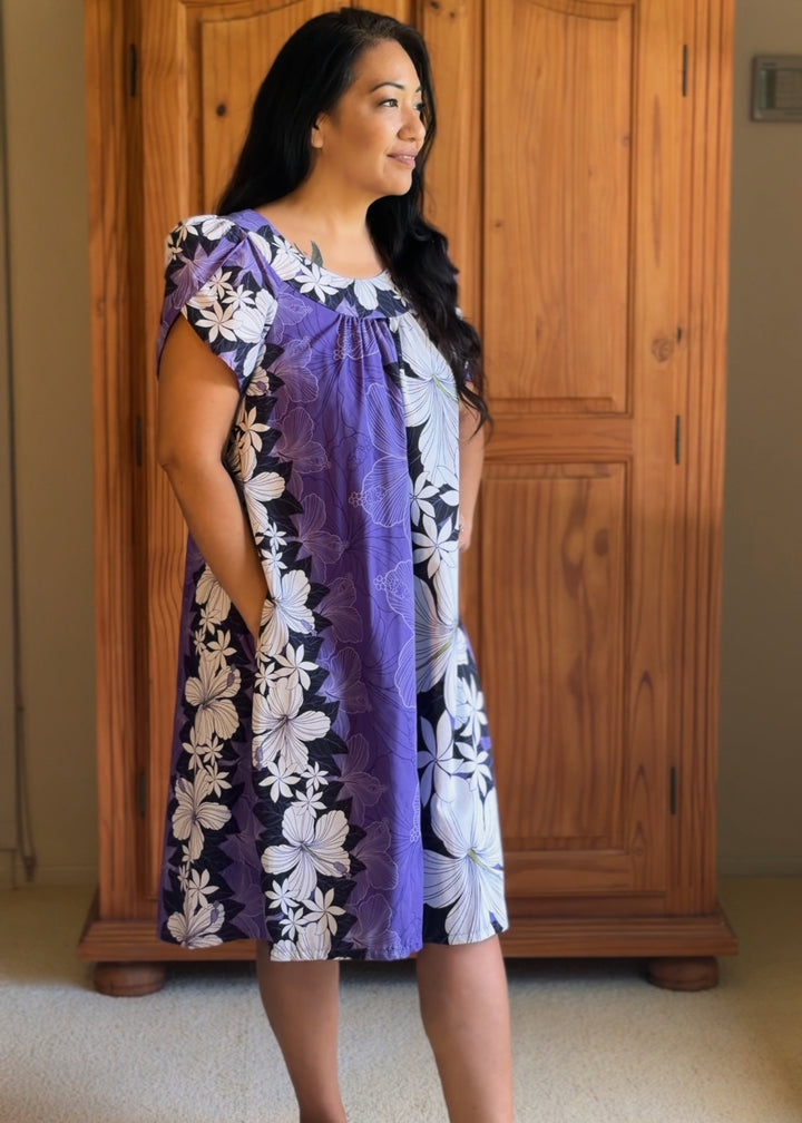 Blue Hawaii Purple Hibiscus Shorty Mu&