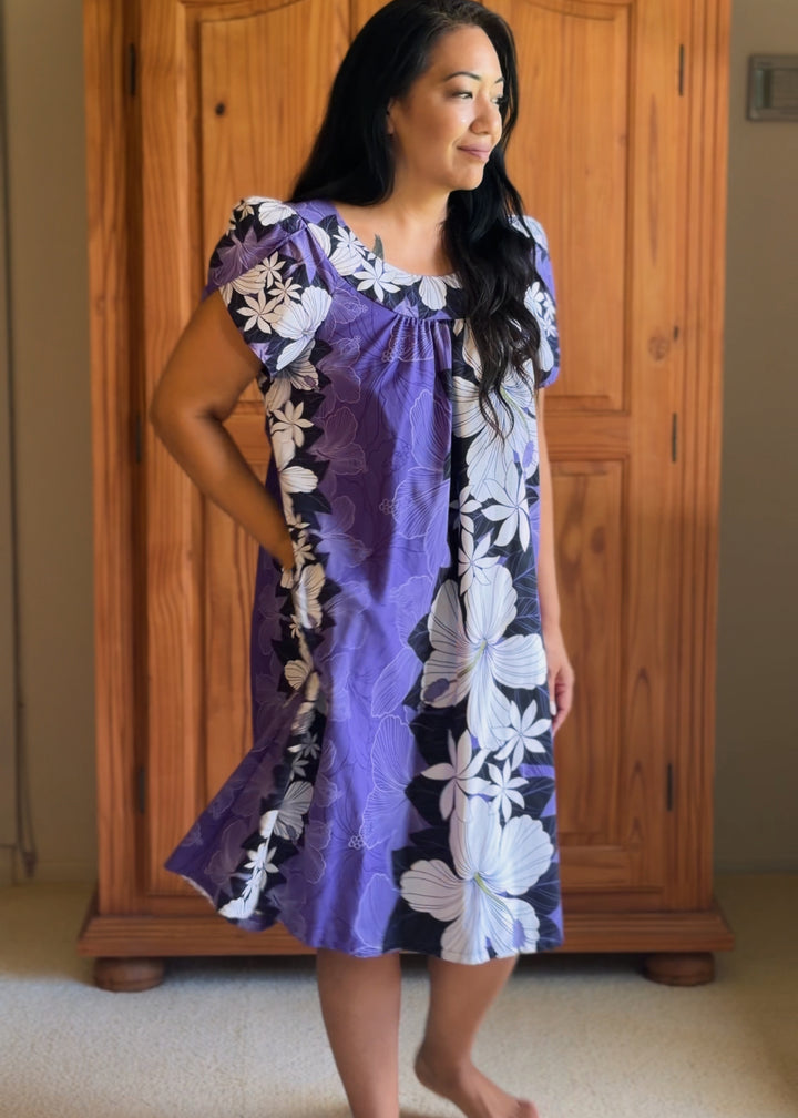 Blue Hawaii Purple Hibiscus Shorty Mu&