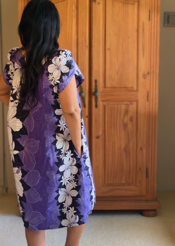 Blue Hawaii Purple Hibiscus Shorty Mu&