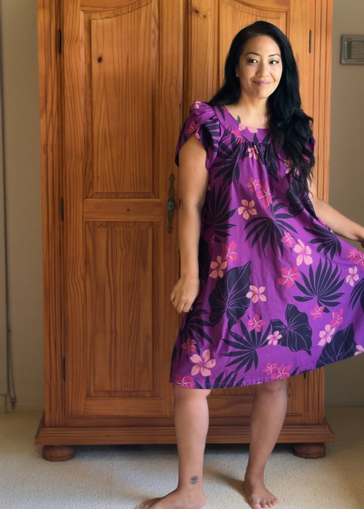 Blue Hawaii Purple Plumeria Shorty Mu&