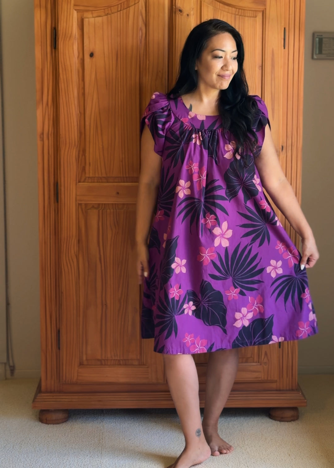 Blue Hawaii Purple Plumeria Shorty Mu&