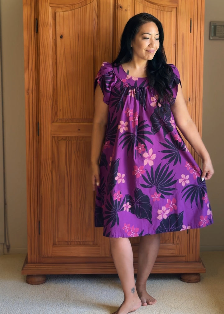 Blue Hawaii Purple Plumeria Shorty Mu&