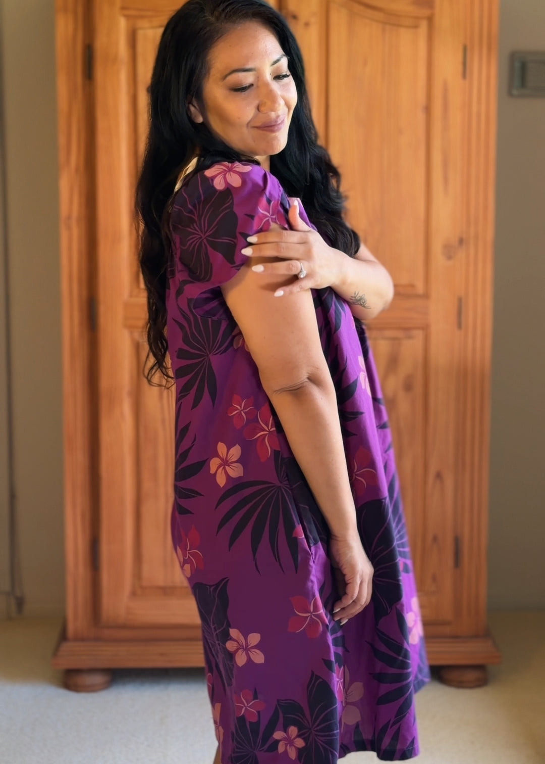 Blue Hawaii Purple Plumeria Shorty Mu&