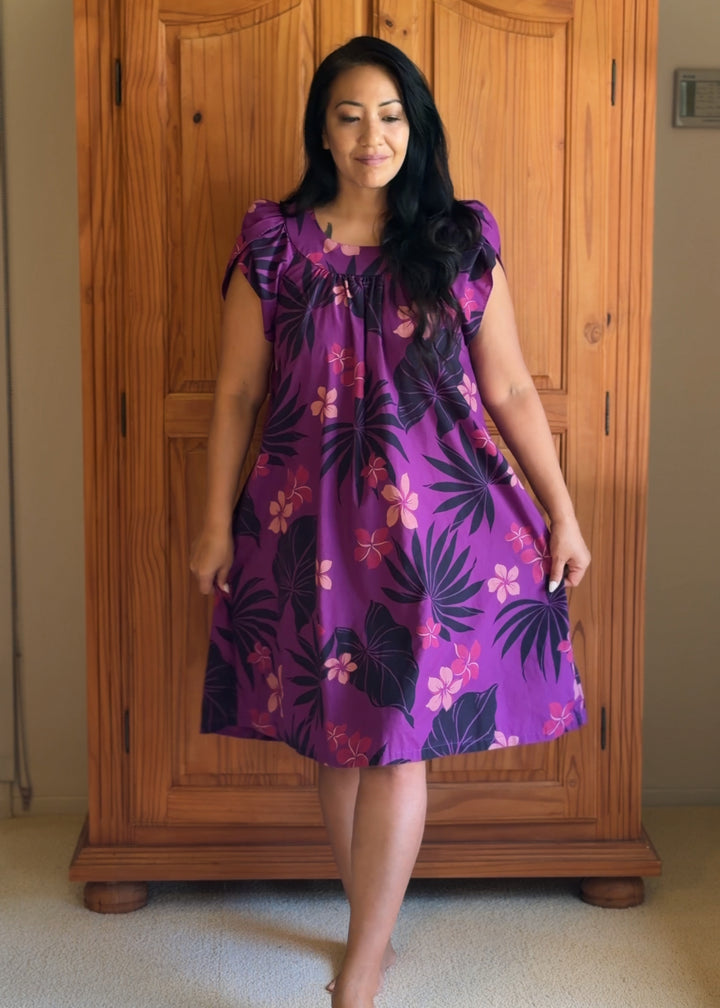Blue Hawaii Purple Plumeria Shorty Mu&